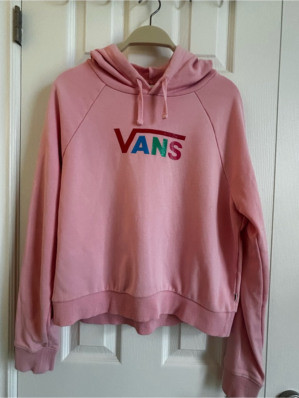 Vans Pink Pullover Hoodie with Multicolor Logo
